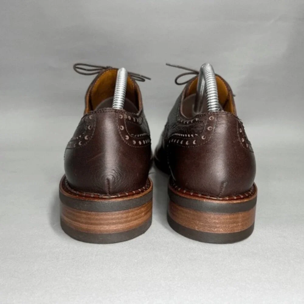 Paraboot Cousu Derby‎ Men's Size 8.5 Brown Leather Wing Tip Goodyear Dress Shoes